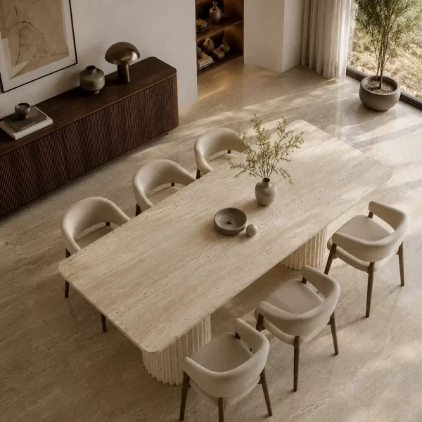 Table à manger en travertin