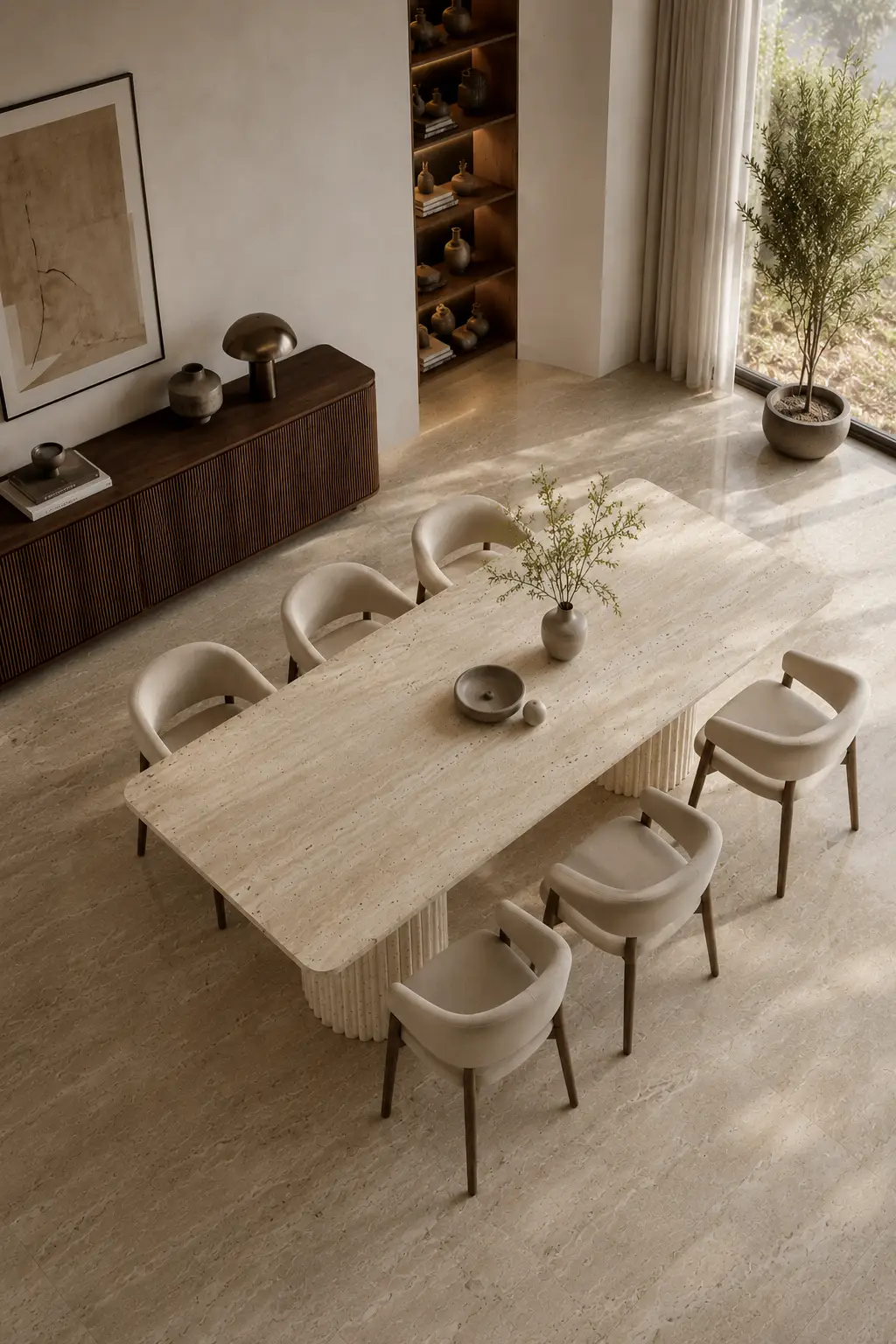9f1a2ab550f0b9a7a23ee15b7e10cbec7a4f11b1 Table à manger en travertin - Image 1