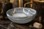 Vasque à poser ronde bol Travertin Beige 42x15 cm