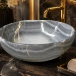 Vasque à poser ronde bol Travertin Beige 42x15 cm